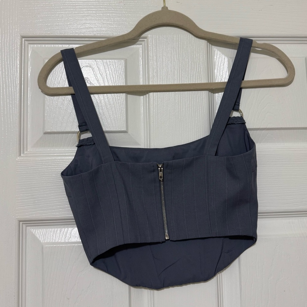 Princess Polly Grey Corset Top Size 2 - Picture 2 of 3